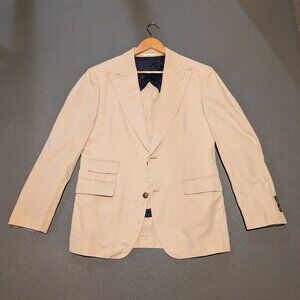 Peak lapel unstructured cotton blazer/sport coat (cream)